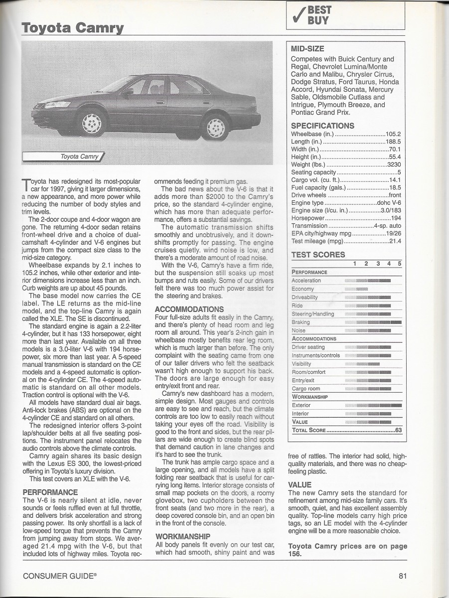 1997 toyota camry consumer review #6
