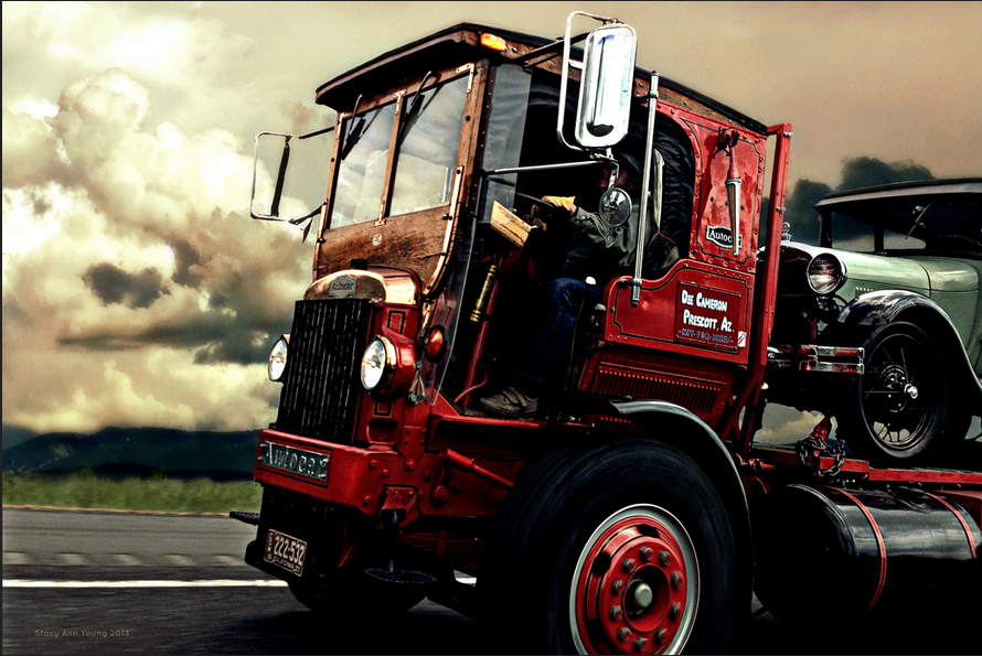 Cohort Outtake: Vintage Autocar Hauling Vintage Car