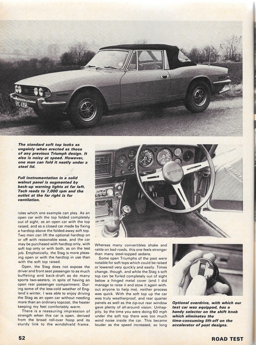 Vintage Review: 1971 Triumph Stag – Road Test Magazine Tries To ...