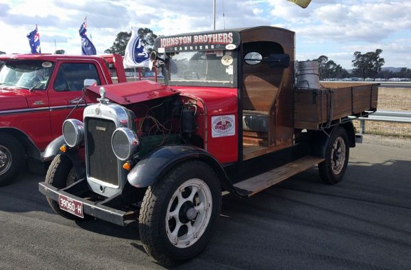 This mid-50s Ford F-500 was amazingly restored – far too nice to work now.